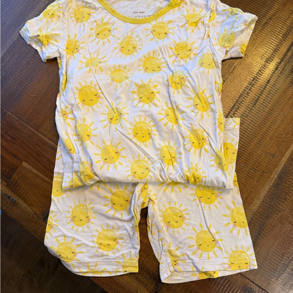 Little Sleepies Yellow and White Pajama Set with Sun Pattern